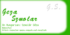 geza szmolar business card
