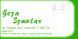 geza szmolar business card